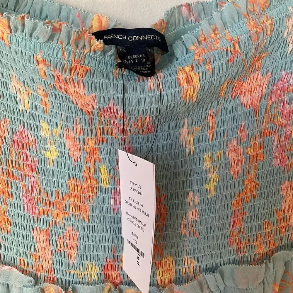 French Connection Strapless “Diana” Dress, 10, Light Blue, NWT. Boho, Softgirl